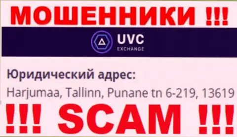 UVC Exchange - это противоправно действующая компания, которая прячется в офшорной зоне по адресу Harjumaa, Tallinn, Punane tn 6-219, 13619