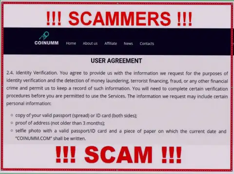 Coinumm Scammers are assembling all personal data from the customers