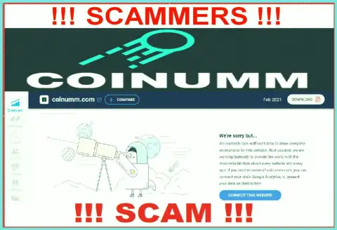 There is no information about Coinumm Com swindlers on similarweb