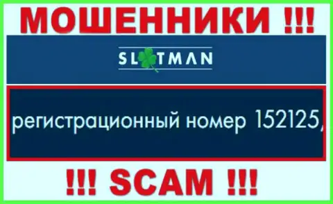 Номер регистрации Slot Man - сведения с web-ресурса: 152125