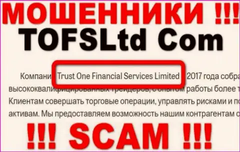 Свое юридическое лицо компания ТофсЛтд Ком не прячет - это Trust One Financial Services Limited