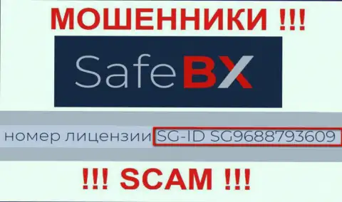 SafeBX, запудривая мозги наивным людям, указали у себя на сайте номер их лицензии на осуществление деятельности