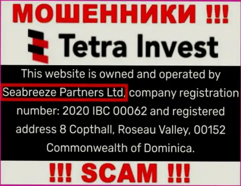 Юридическим лицом, управляющим internet-мошенниками Тетра Инвест, является Seabreeze Partners Ltd