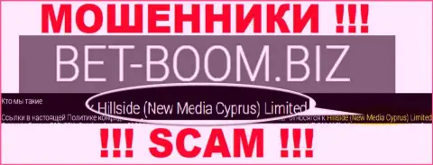 Юр. лицом, управляющим интернет мошенниками БэтБум Биз, является Hillside (New Media Cyprus) Limited
