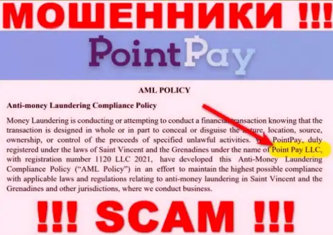 Компанией Поинт Пэй руководит Point Pay LLC - инфа с официального интернет-ресурса разводил
