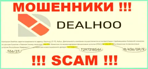Лохотронщики DealHoo Com нагло сливают лохов, хоть и размещают свою лицензию на сайте