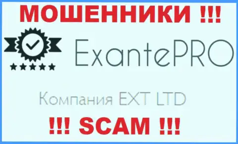 Махинаторы ЭКСАНТЕ Про принадлежат юридическому лицу - EXT LTD