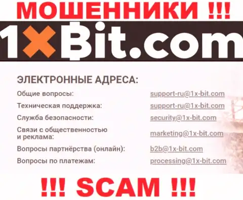 Е-мейл интернет мошенников 1xBit, который они показали у себя на официальном сервисе