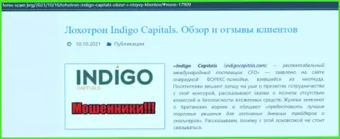 Обзор Indigo Capitals, достоверные случаи лохотрона