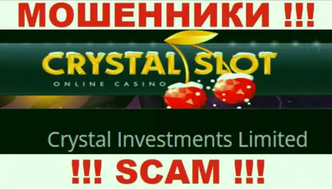 Компания, владеющая аферистами Crystal Slot - это Кристал Инвестментс Лимитед