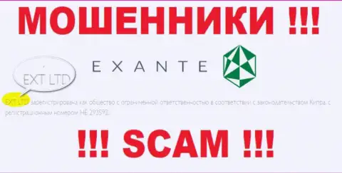 Компанией ЭКСАНТЕ владеет ХНТ ЛТД - информация с официального интернет-портала жуликов