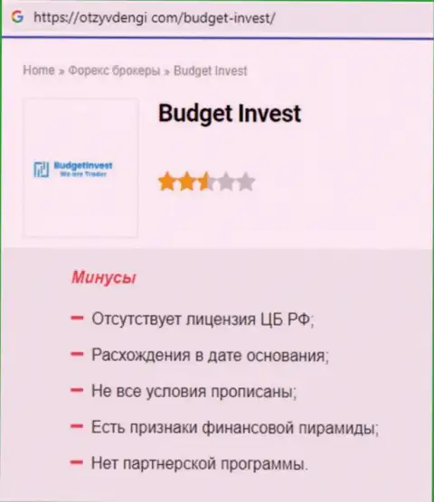 Обзор деятельности scam-проекта Budget Invest - это МОШЕННИКИ !