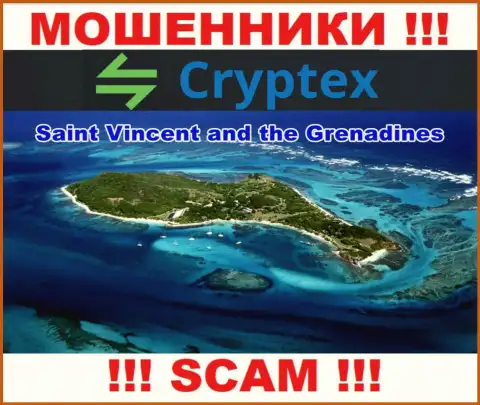 Из организации Криптекс Нет денежные вложения вывести невозможно, они имеют офшорную регистрацию: Saint Vincent and Grenadines