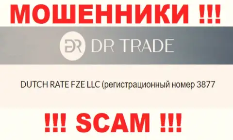 Регистрационный номер мошенников DRTrade Online, размещенный ими на их интернет-сервисе: 3877