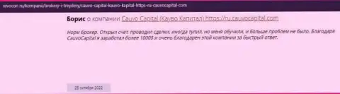 Комплиментарный отзыв об дилинговой организации Кауво Капитал на web-ресурсе revocon ru